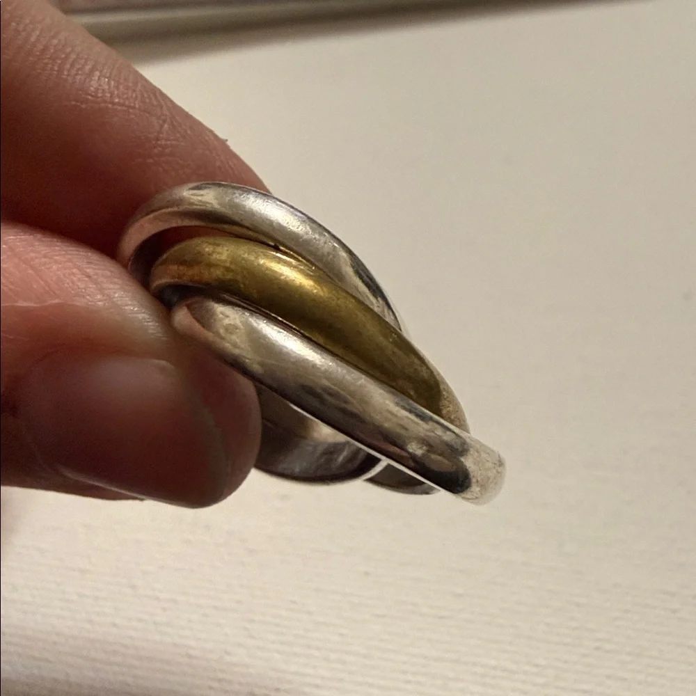 Sterling Silver 925 Gold Tone Interlocking Rings